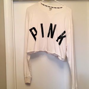 PINK cropped long sleeve Sweatshirt